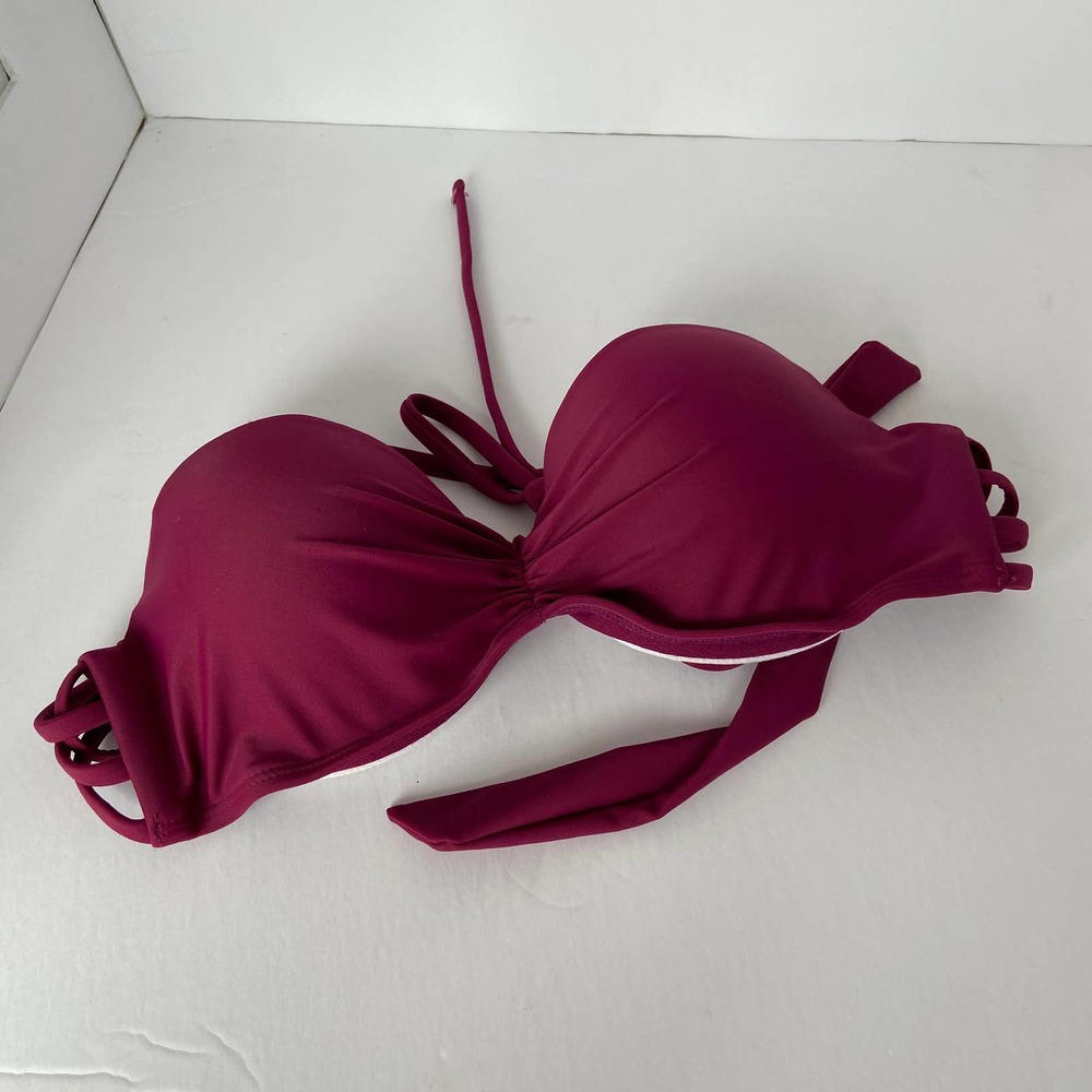 California Waves Bikini Top Fuchsia Size Small Underwire Tie Sexy
